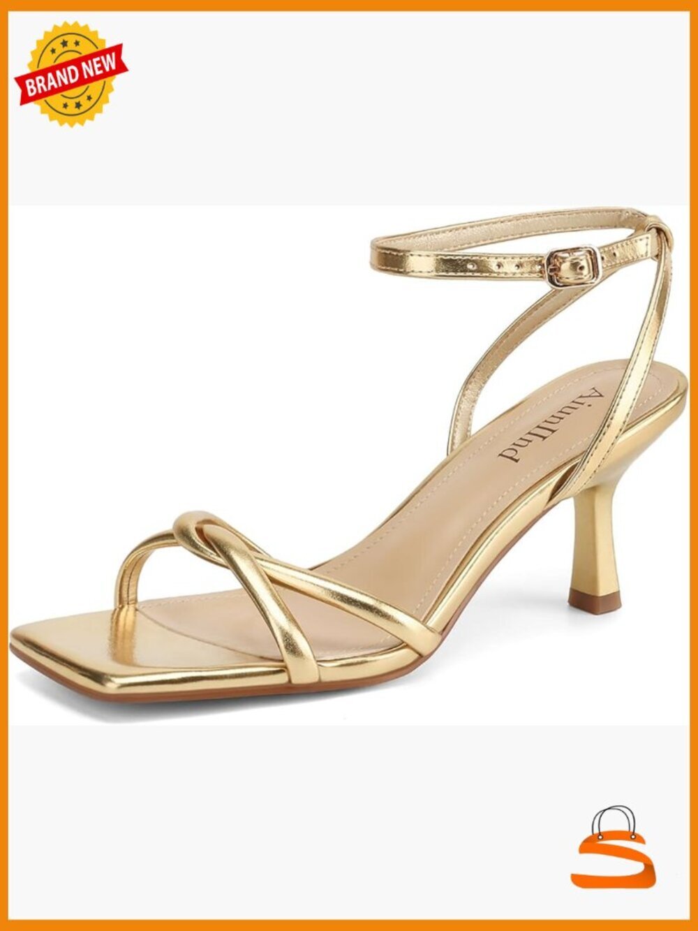 Kitten Heels Square Open Toe Sandals Strappy Ankle Strap Low Heel Dress Party